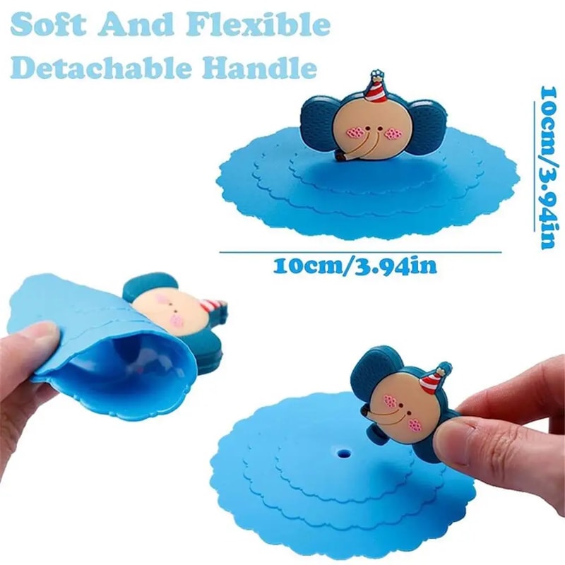 Cute Silicone Cup Lids Set Reusable Mug Covers for Coffee Cups and Glasses