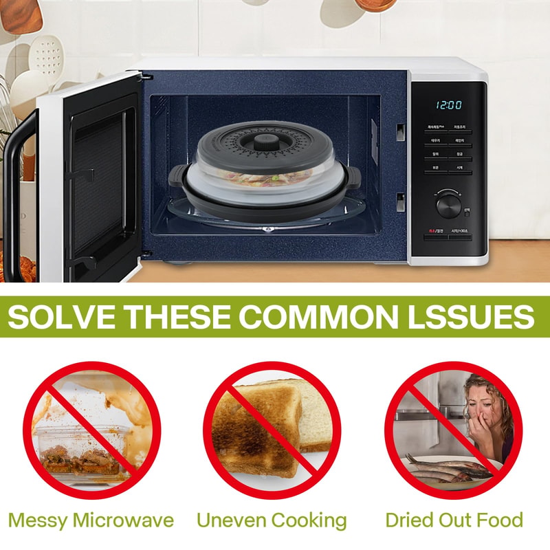 Collapsible Microwave Splatter Cover for Food Heating and Steaming
