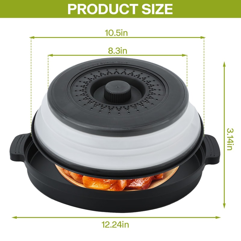 Collapsible Microwave Splatter Cover for Food Heating and Steaming