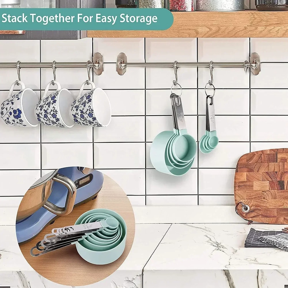 Stackable Measuring Cups and Spoons Set for Baking & Cooking with Easy-Grip Handles