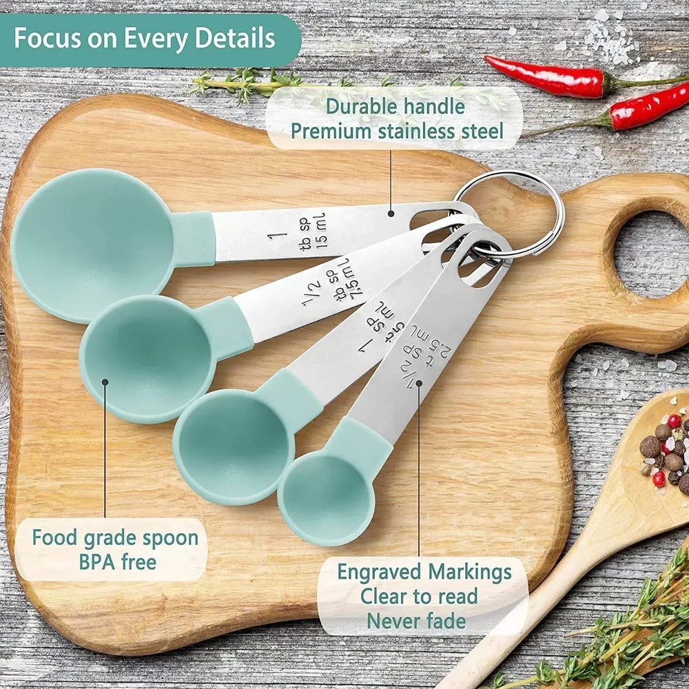 Stackable Measuring Cups and Spoons Set for Baking & Cooking with Easy-Grip Handles