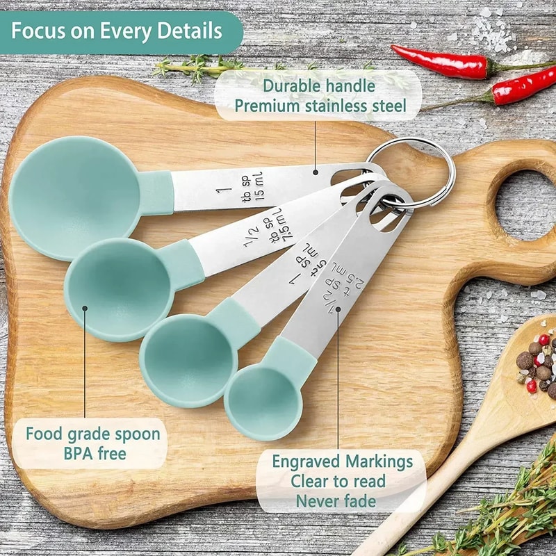 Stackable Measuring Cups and Spoons Set for Baking & Cooking with Easy-Grip Handles