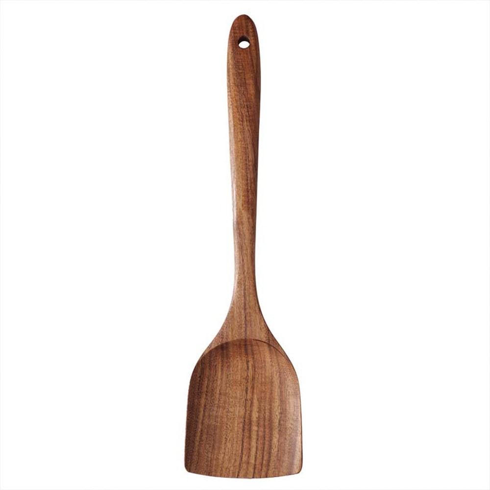 Acacia Wood Kitchen Utensil Set With Holder For Cooking Baking Serving 6