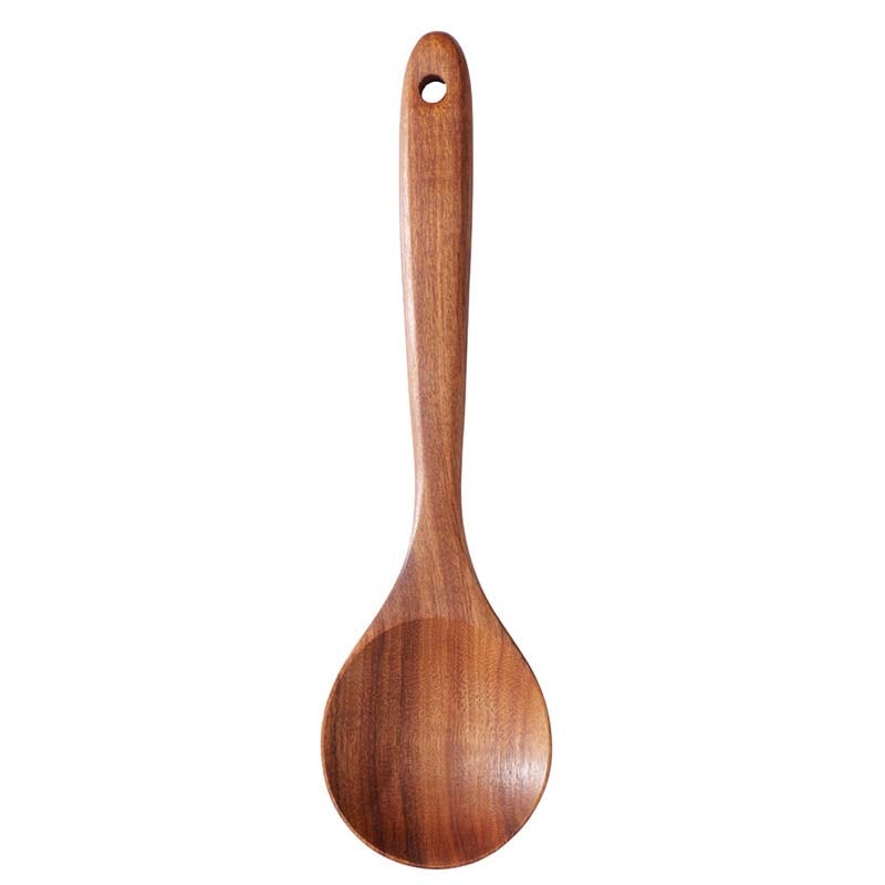 Acacia Wood Kitchen Utensil Set With Holder For Cooking Baking Serving 7