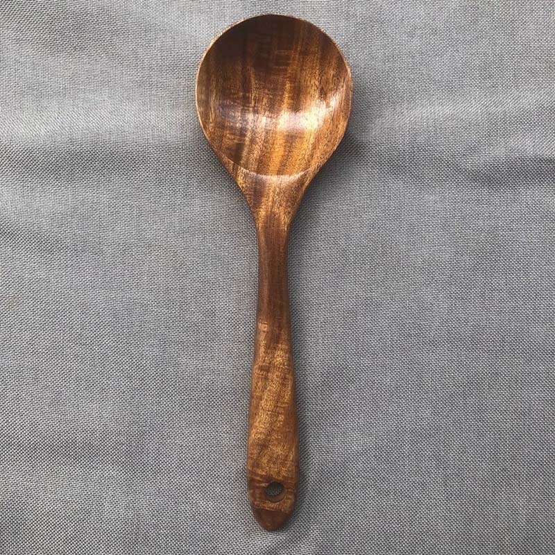 Acacia Wood Kitchen Utensil Set With Holder For Cooking Baking Serving 10
