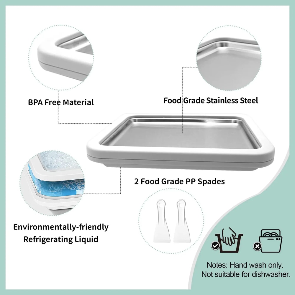 Instant Rolled Ice Cream Maker Pan for Homemade Frozen Yogurt and DIY Ice Cream Rolls