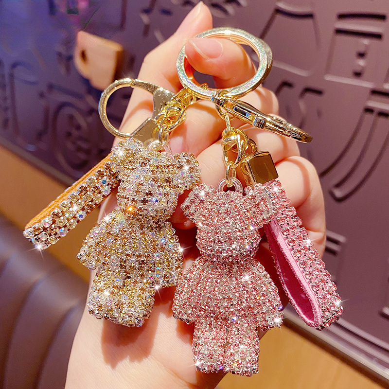 Sparkling Bear Tassel Keychain For Bags Cars Couples 0