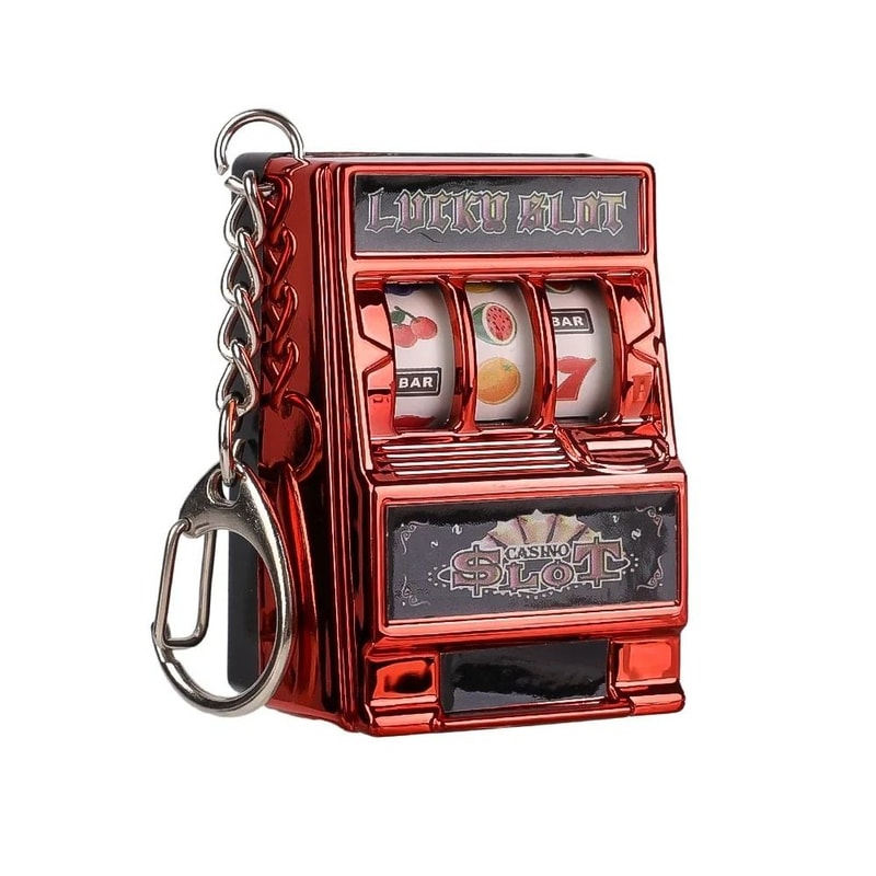 Lucky Spin Mini Slot Machine Keychain Fun Arcade Stress Relief Toy