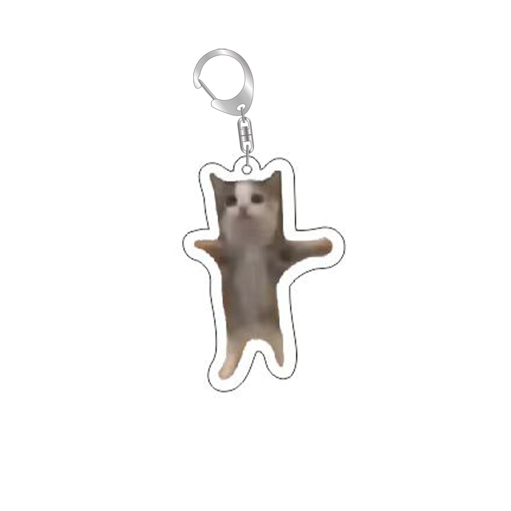 Funny Cat Meme Keychain for Bags and Backpacks Cute Gift for Cat Lovers