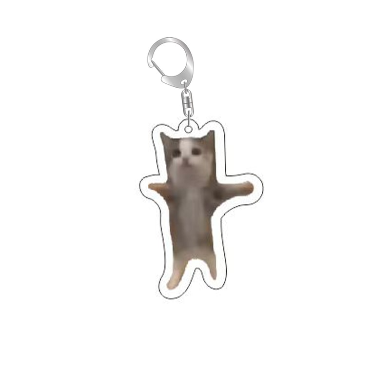 Funny Cat Meme Keychain for Bags and Backpacks Cute Gift for Cat Lovers