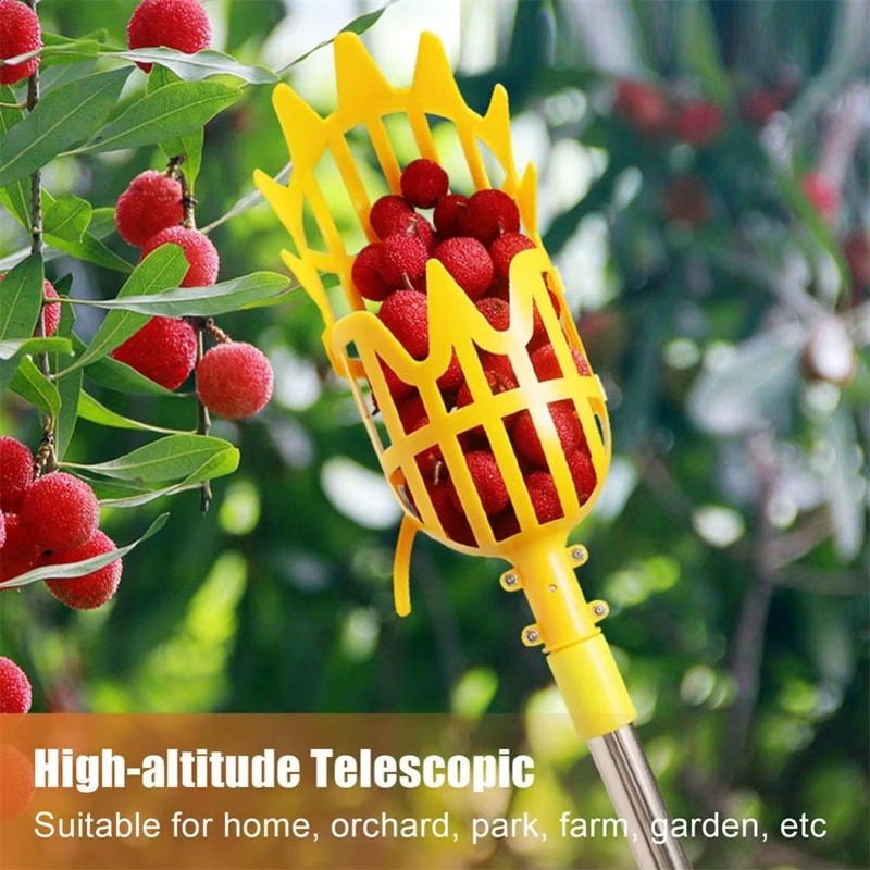 Deep Basket Fruit Picker Tool for Apples, Peaches & Orchard Harvesting