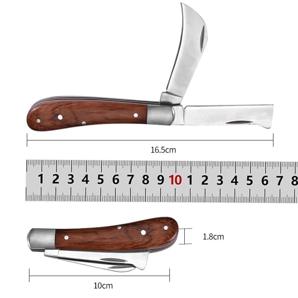Professional Folding Grafting Knife For Fruit Trees With Wooden Handle 1