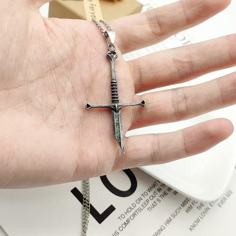 Aragorn Narsil Sword Pendant Necklace for Men LOTR Necklace Collectible Fantasy Jewelry