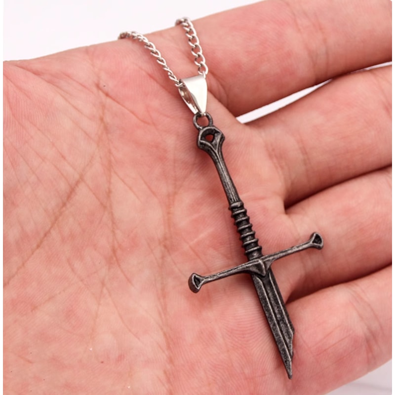 Aragorn Narsil Sword Pendant Necklace for Men LOTR Necklace Collectible Fantasy Jewelry