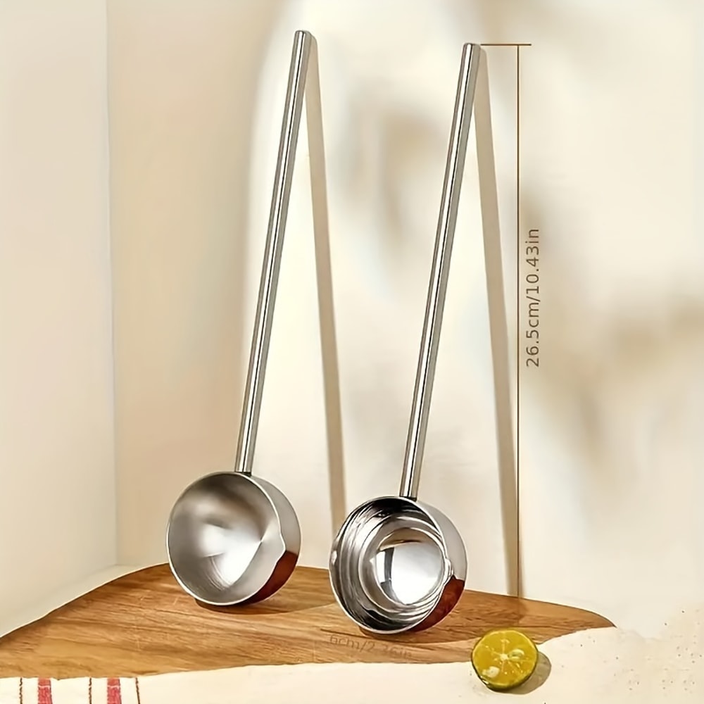 Stainless Steel Soup Ladle Set With Long Heat Resistant Handles For Cooking And Serving 5