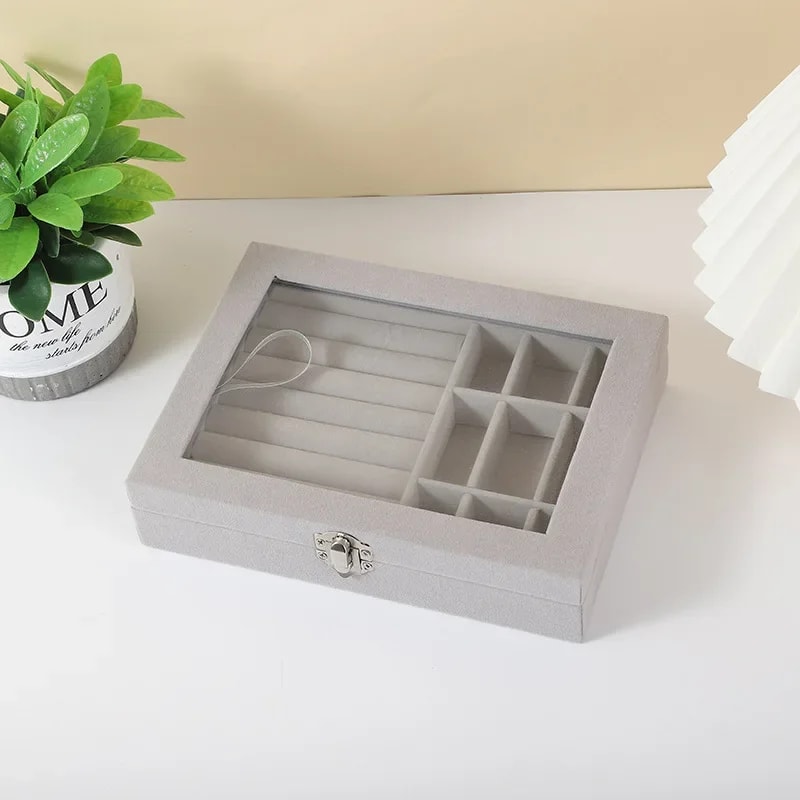 Crystal Clear Jewelry Organizer Box for Rings, Earrings & Necklaces