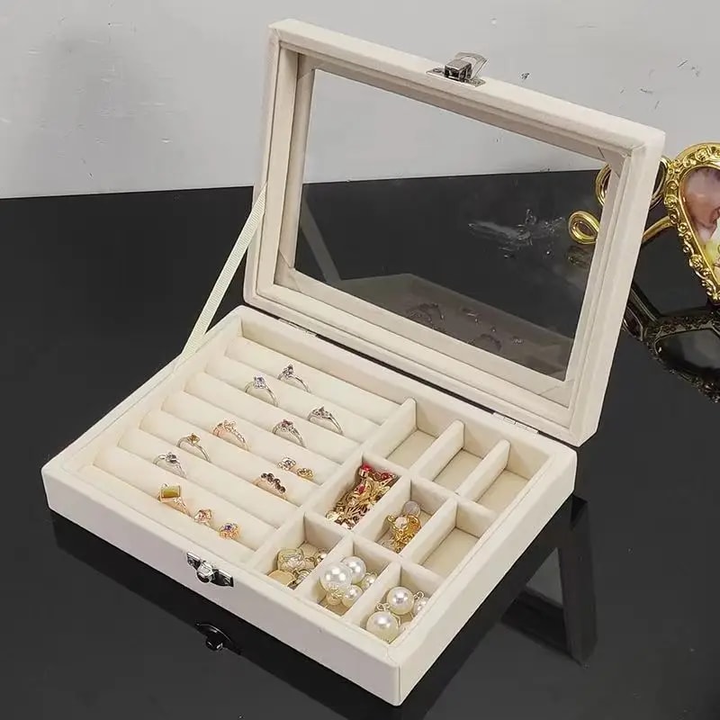 Crystal Clear Jewelry Organizer Box for Rings, Earrings & Necklaces