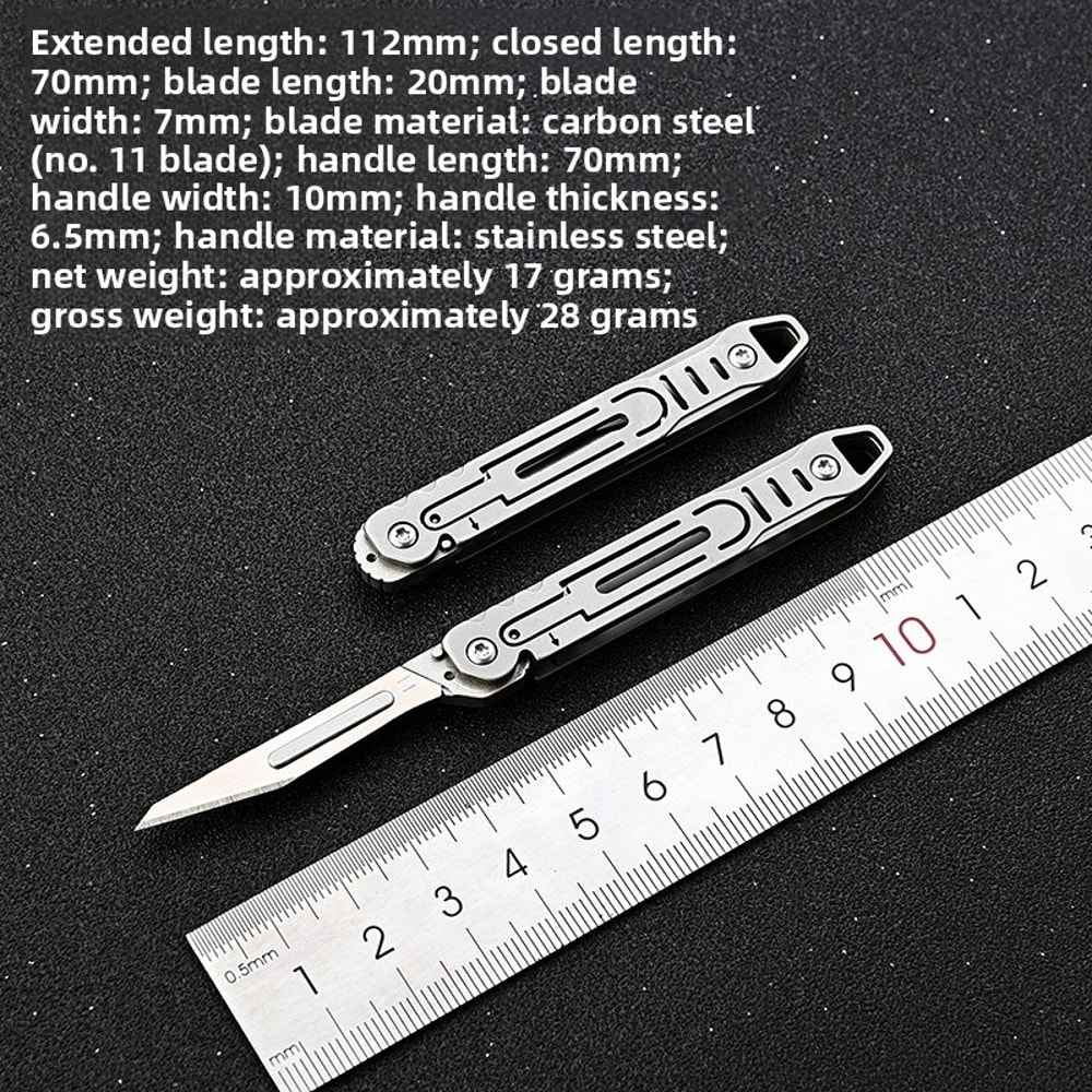TitanEdge Mini Utility Knife Portable Stainless Steel Folding Box Cutter With Replaceable Blade 3