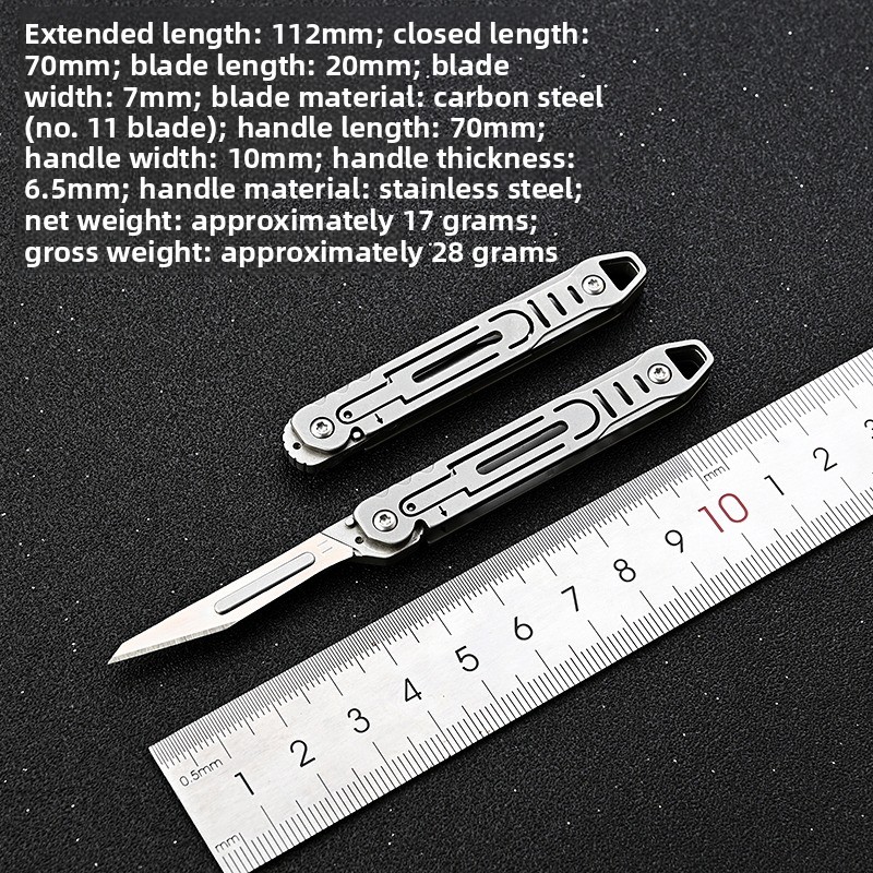 TitanEdge Mini Utility Knife Portable Stainless Steel Folding Box Cutter With Replaceable Blade 3