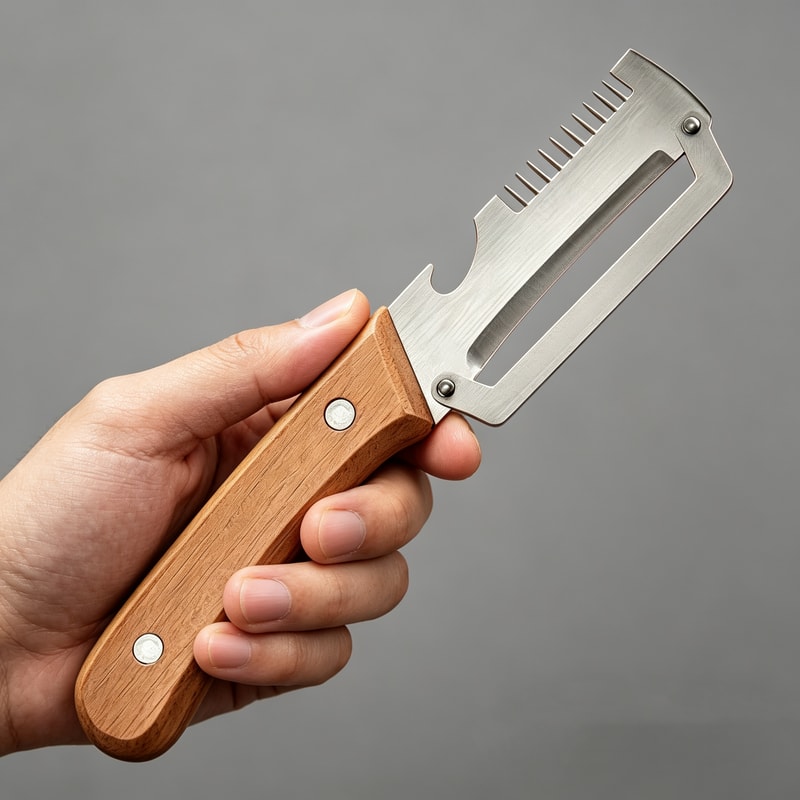 Wooden Handle Vegetable Peeler and Fruit Slicer for Smooth Kitchen Prep