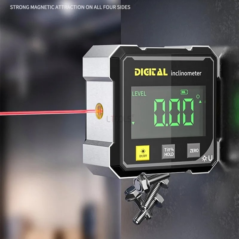 Magnetic Digital Angle Gauge and Inclinometer for Woodworking, Construction & Precision Leveling