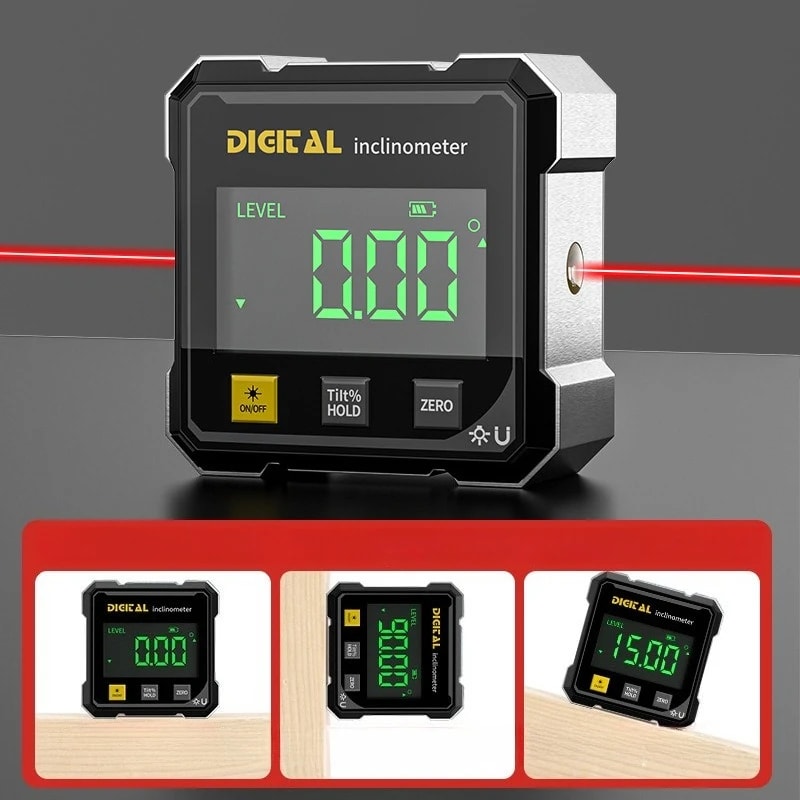 Magnetic Digital Angle Gauge and Inclinometer for Woodworking, Construction & Precision Leveling