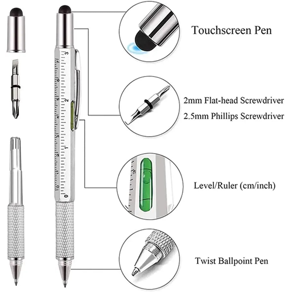 Multitool Pen With Stylus Screwdriver Ruler Level Gauge 1