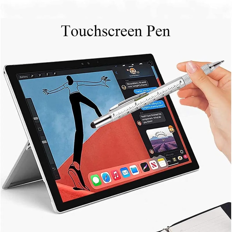 Multitool Pen With Stylus Screwdriver Ruler Level Gauge 3