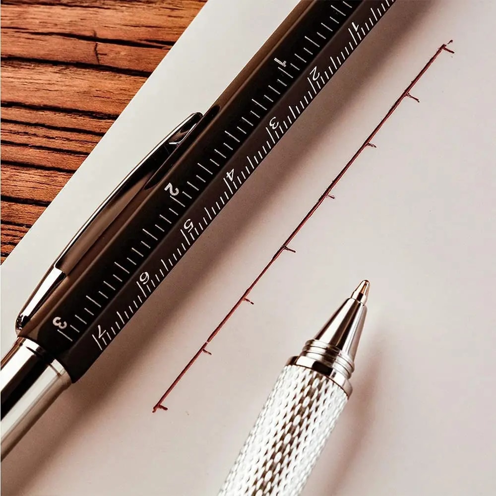 Multitool Pen With Stylus Screwdriver Ruler Level Gauge 4