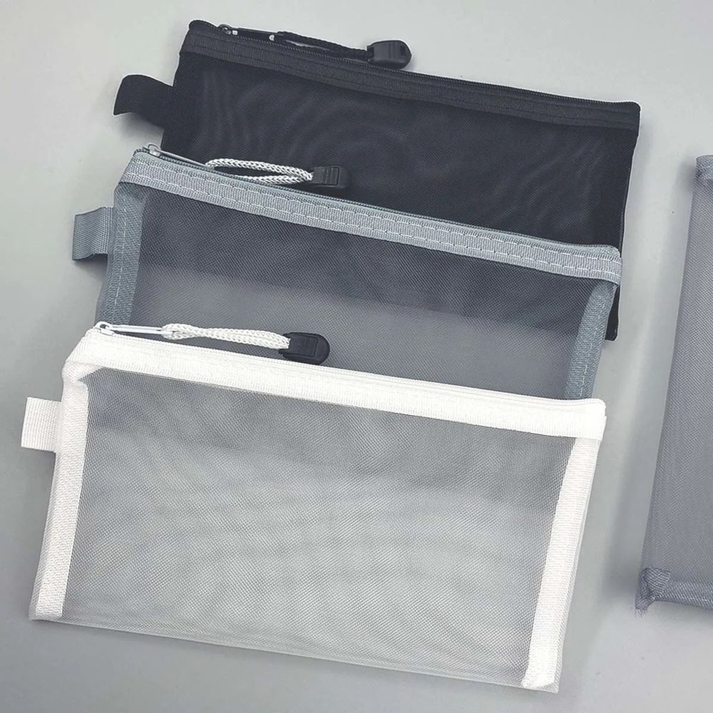 ClearView Mesh Pencil Case Large Capacity Organizer Pouch For School Office 2