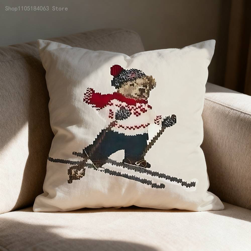 Cozy Bear Cushion Cover Decorative Throw Pillow Cover For Sofa Office Bedroom 5