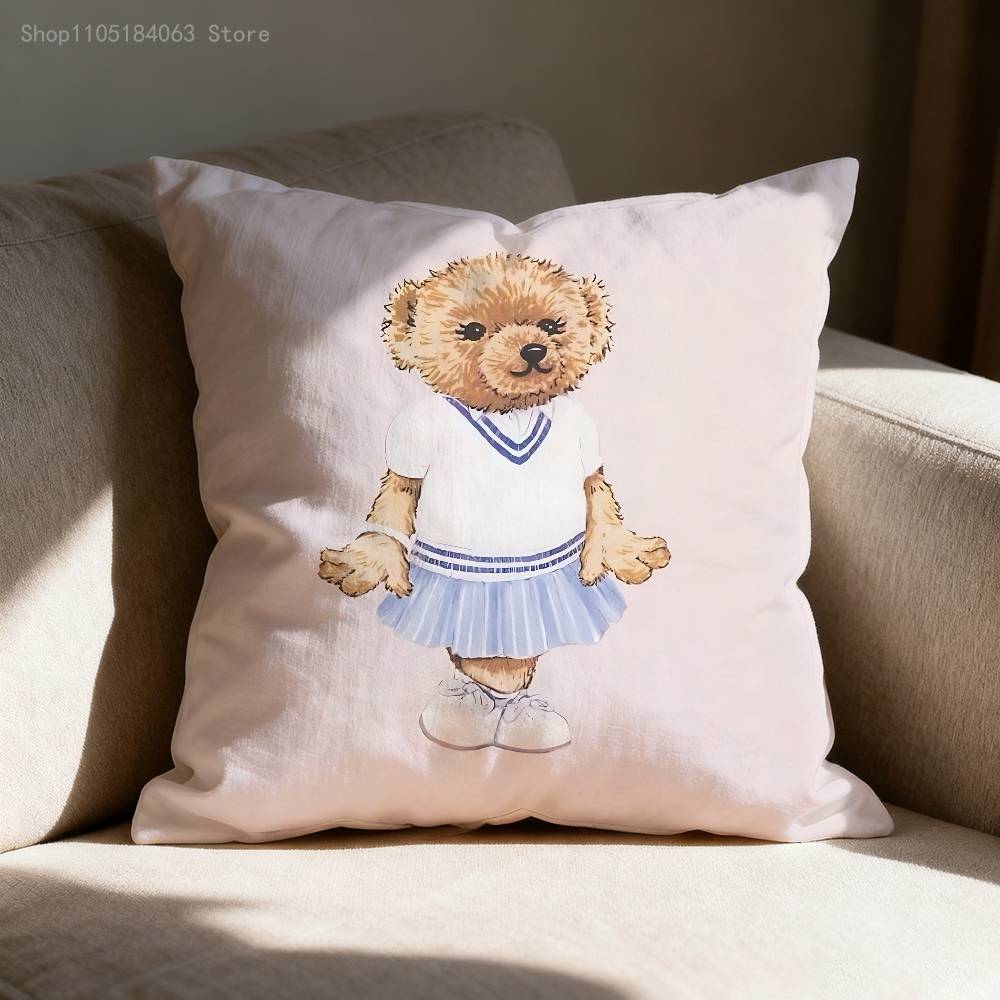 Cozy Bear Cushion Cover Decorative Throw Pillow Cover For Sofa Office Bedroom 7