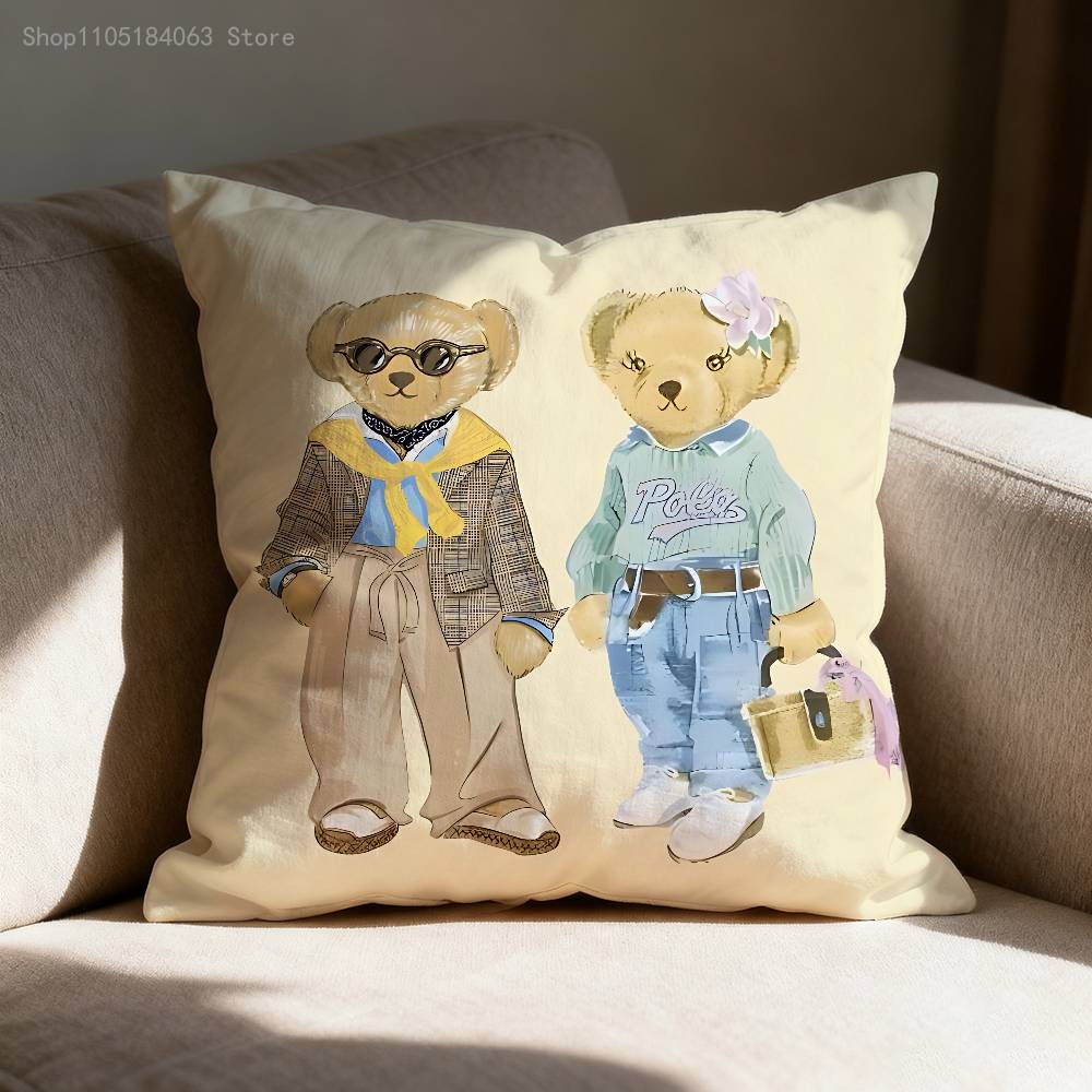 Cozy Bear Cushion Cover Decorative Throw Pillow Cover For Sofa Office Bedroom 8