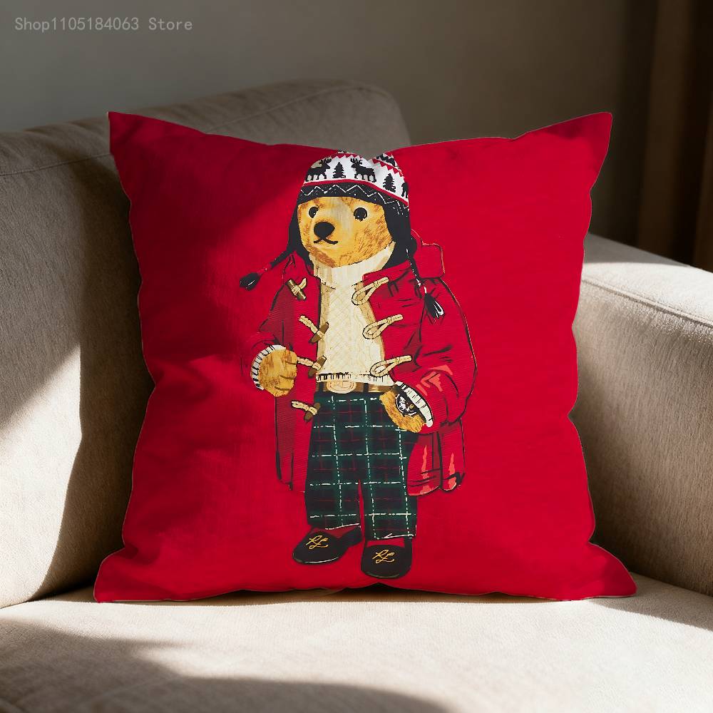 Cozy Bear Cushion Cover Decorative Throw Pillow Cover For Sofa Office Bedroom 10