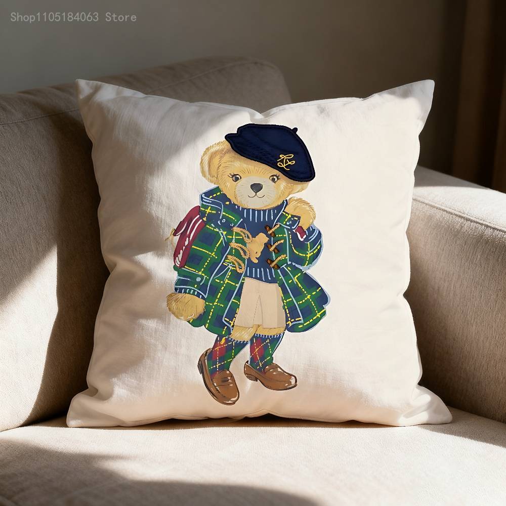 Cozy Bear Cushion Cover Decorative Throw Pillow Cover for Sofa, Office & Bedroom