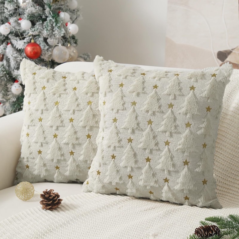 Cozy Knitted Christmas Cushion Cover With Santa Tree Design For Sofa And Holiday Home Decor 4