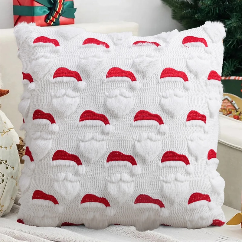 Cozy Knitted Christmas Cushion Cover With Santa Tree Design For Sofa And Holiday Home Decor 6