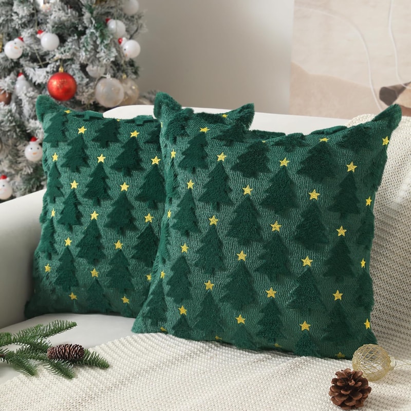 Cozy Knitted Christmas Cushion Cover With Santa Tree Design For Sofa And Holiday Home Decor 7