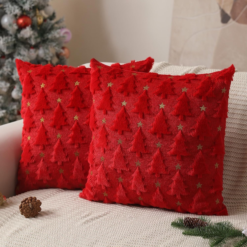Cozy Knitted Christmas Cushion Cover With Santa Tree Design For Sofa And Holiday Home Decor 8