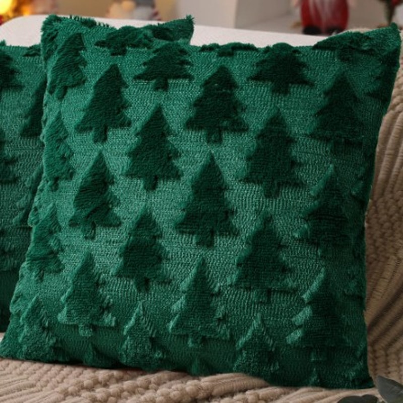 Cozy Knitted Christmas Cushion Cover With Santa Tree Design For Sofa And Holiday Home Decor 11