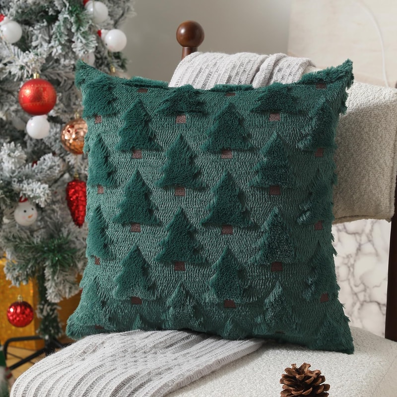 Cozy Knitted Christmas Cushion Cover With Santa Tree Design For Sofa And Holiday Home Decor 14