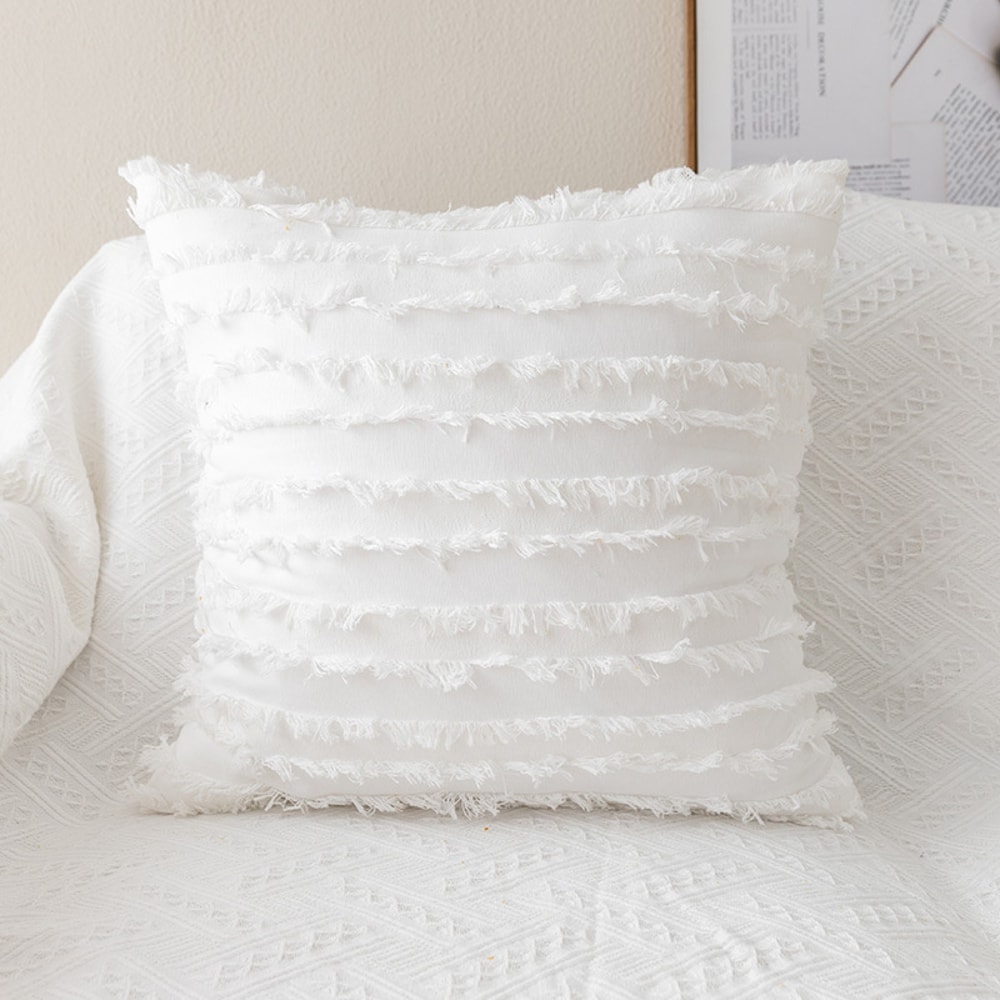 Embroidered Daisy Floral Cushion Cover Soft Cozy Throw Pillow Case For Sofa And Living Room 8