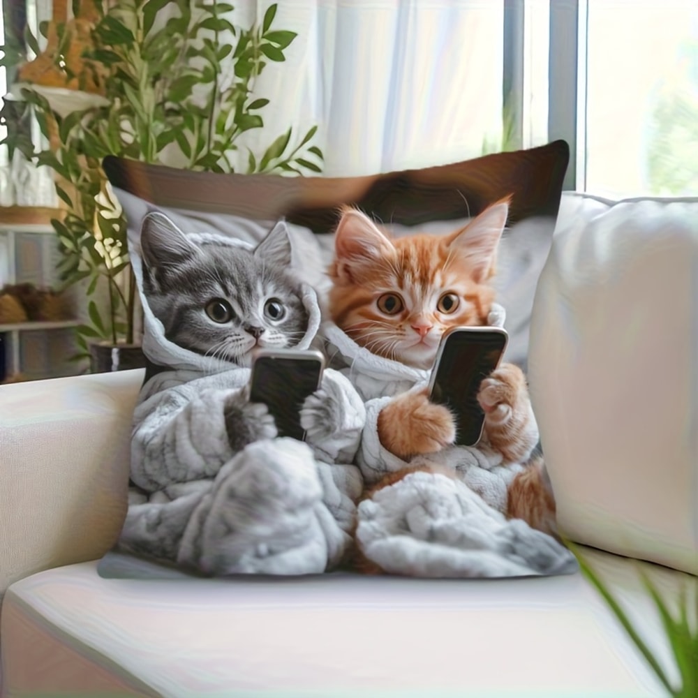 Boho Cat Pillow Cover For Cozy Living Room Bedroom Decor 0