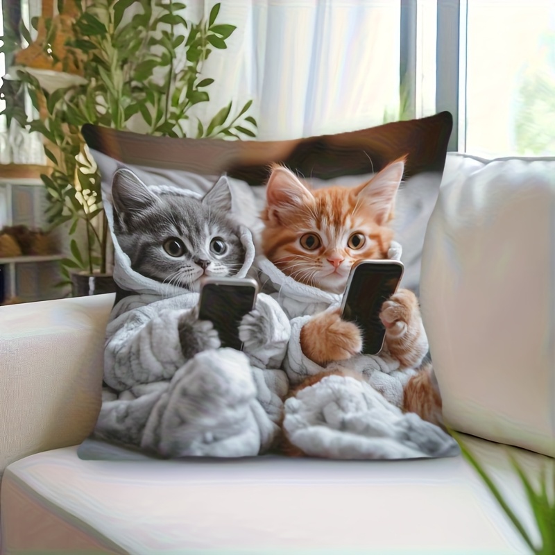 Boho Cat Pillow Cover For Cozy Living Room Bedroom Decor 0