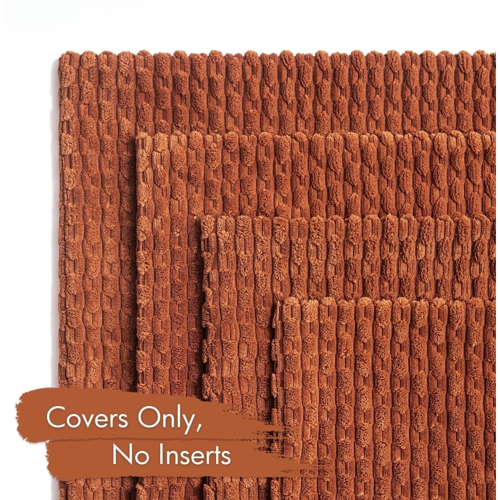 Burnt Orange Corduroy Striped Cushion Covers For Farmhouse Sofa Living Room Decor 3
