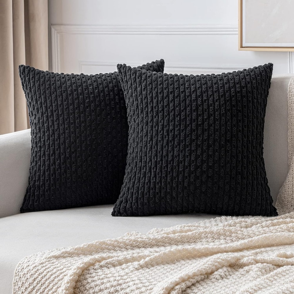 Burnt Orange Corduroy Striped Cushion Covers For Farmhouse Sofa Living Room Decor 9