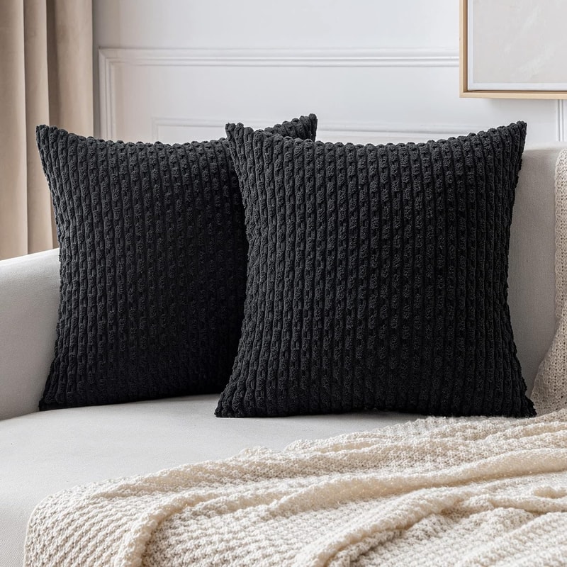 Burnt Orange Corduroy Striped Cushion Covers For Farmhouse Sofa Living Room Decor 9