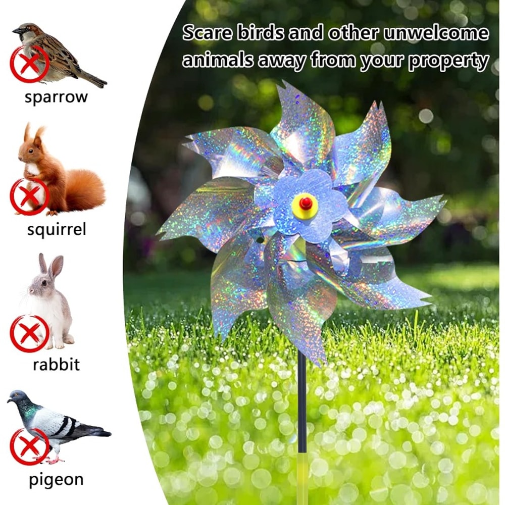 Reflective Bird Repellent Windmill Spinner for Garden and Yard Protection