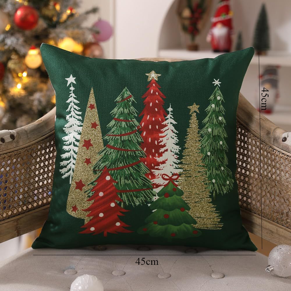 Rustic Christmas Pillow Covers Plaid Checkered Cushion Cases for Cozy Holiday Sofa Decor