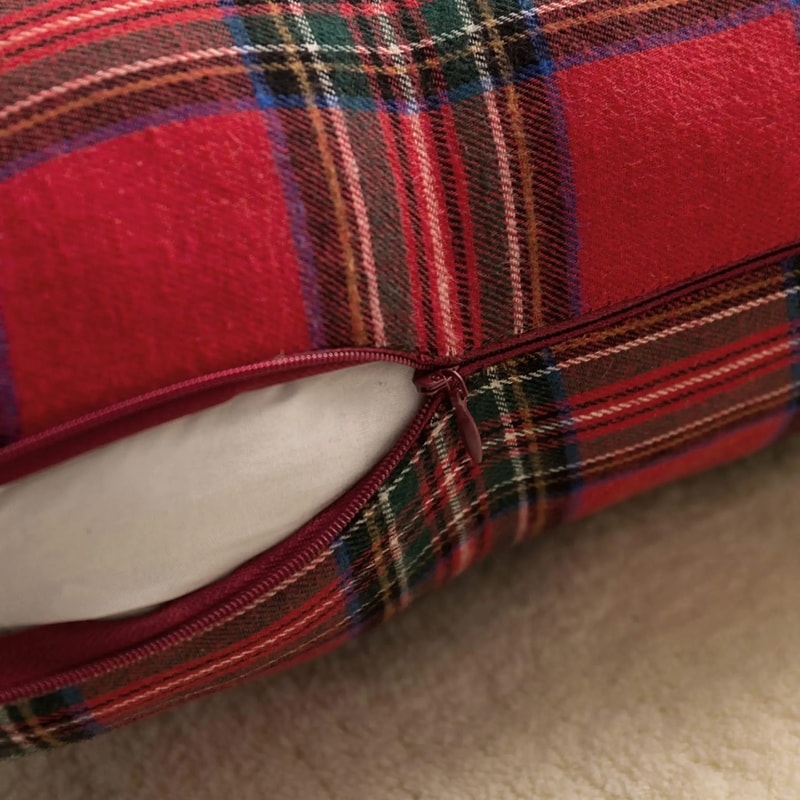 Rustic Christmas Pillow Covers Plaid Checkered Cushion Cases for Cozy Holiday Sofa Decor